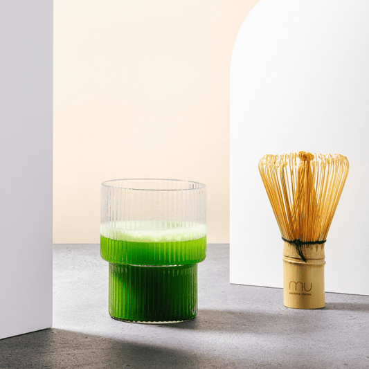 Matcha Union ceremonial grade Japanese matcha powder, whisk, in use