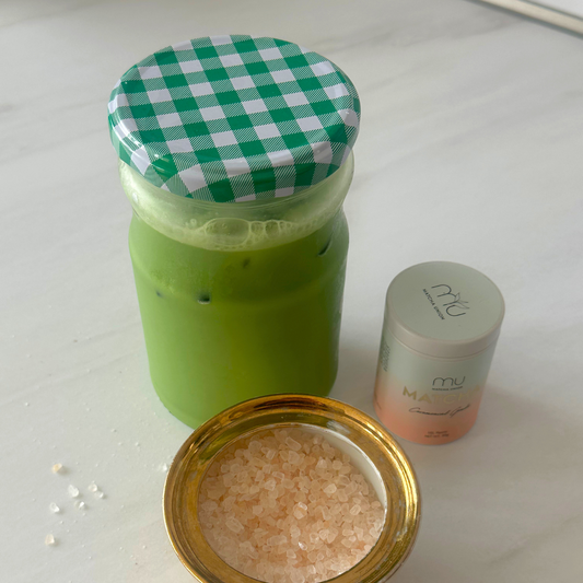 Pink Himalayan Salted Maple Matcha Latte