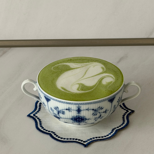 A classic warm matcha latte