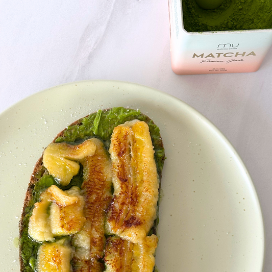 Caramel Banana Matcha Toast
