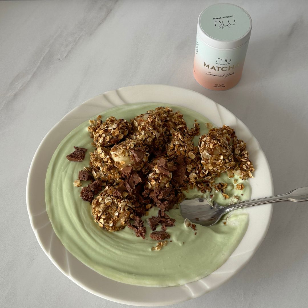 Fried Banana Matcha Yogurt Bowl