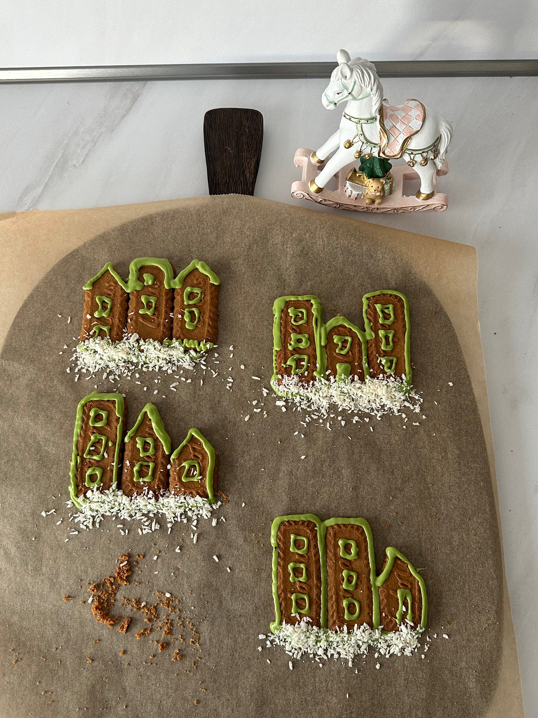 Matcha Biscoff Cookie Village