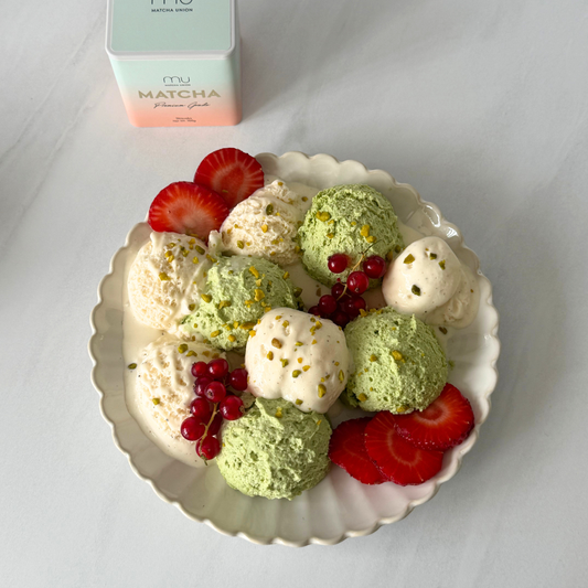 Matcha Yogurt and Vanilla Ice Cream Duo