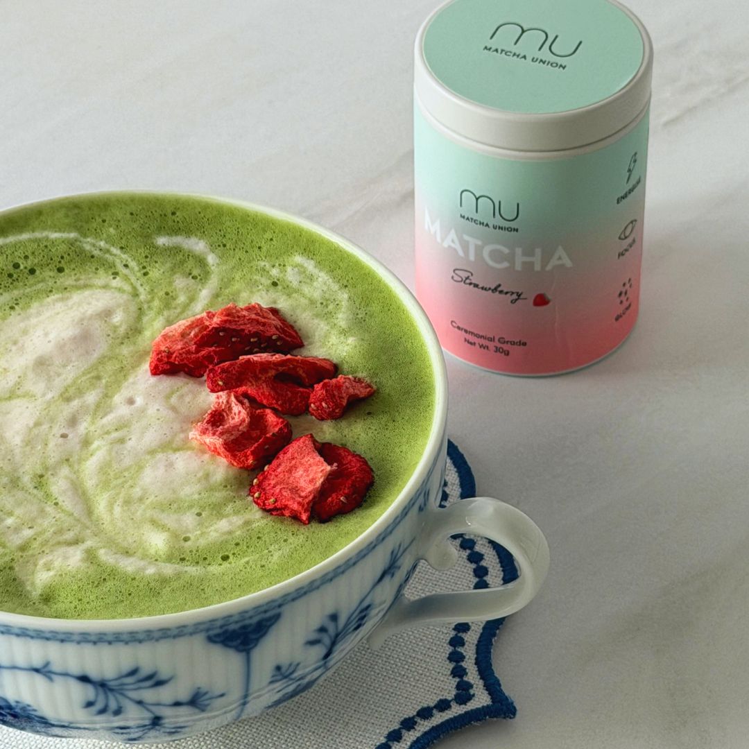 Warm Strawberry Matcha Latte