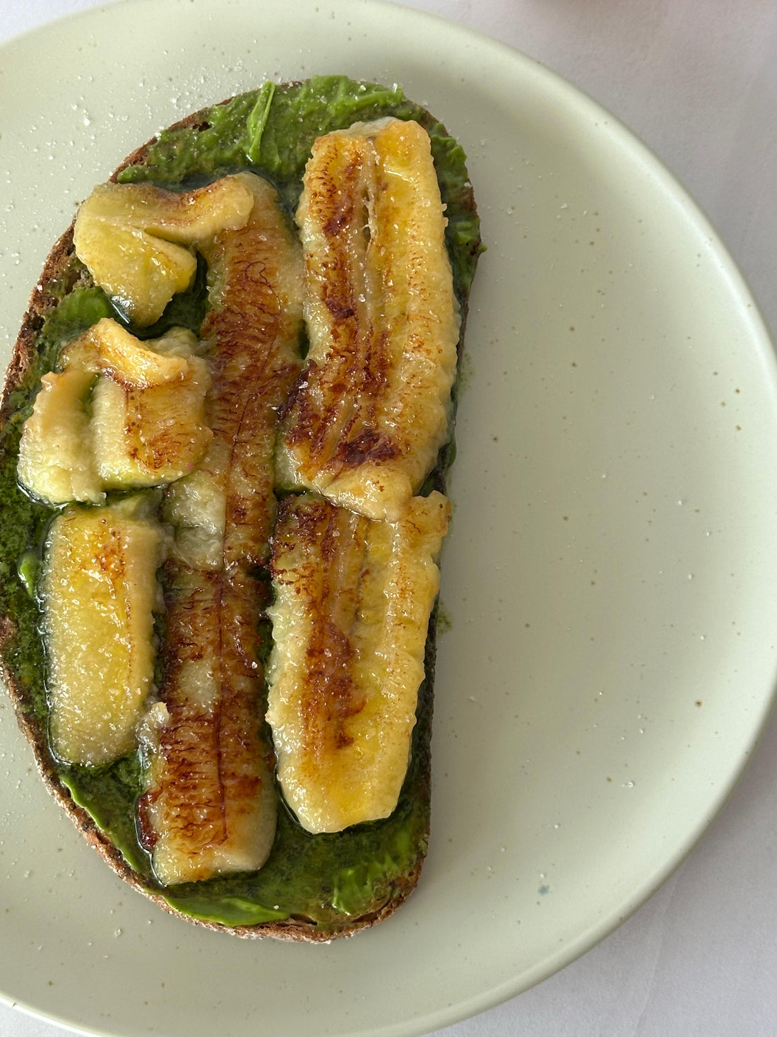 Caramelized Matcha Banana On Sourdough