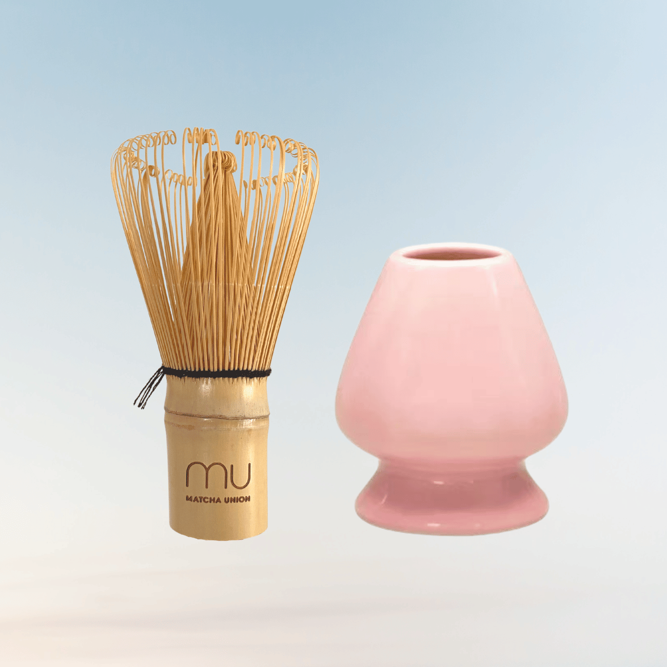 Matcha Tea Whisk Set - Bamboo Whisk and Whisk Holder - Pink 